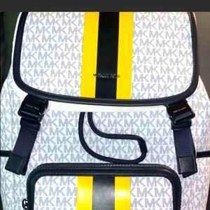 Michael Kors white logo men backpack
